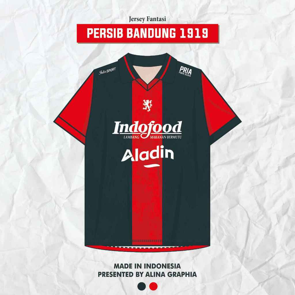 Jersey Persib Bandung 1919 Hitam Merah Fantasi Full Printing BIVB Retro Vintage Free Nameset Gratis 