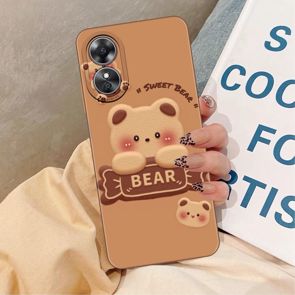 Softcase HP Oppo A17 Fashion Printing Bear Beruang Lucu Imut Silikon - Softcase - Cassing Handphone 
