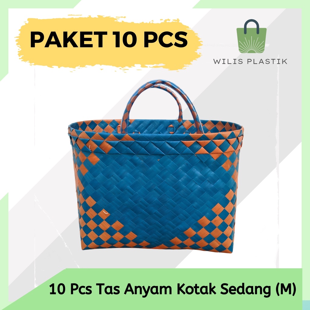 

PAKET MURAH 10 PCS Tas Bingkisan KOTAK SEDANG (M) Anyaman Plastik Untuk Hampers Souvenir Parcel