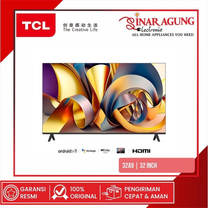 TCL SMART LED TV ANDROID 11 32 INC 32A9 DOLBY AUDIO GARANSI RESMI