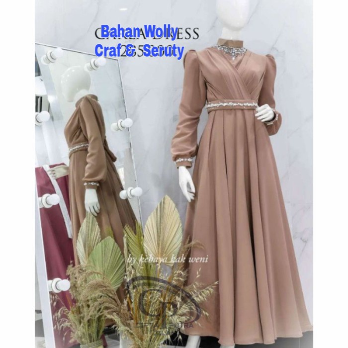 Gaun Pesta/Gaun Wanita/Gaun Busana muslimah/Gaun Pengantin/Gamis Cewe - Putih, S