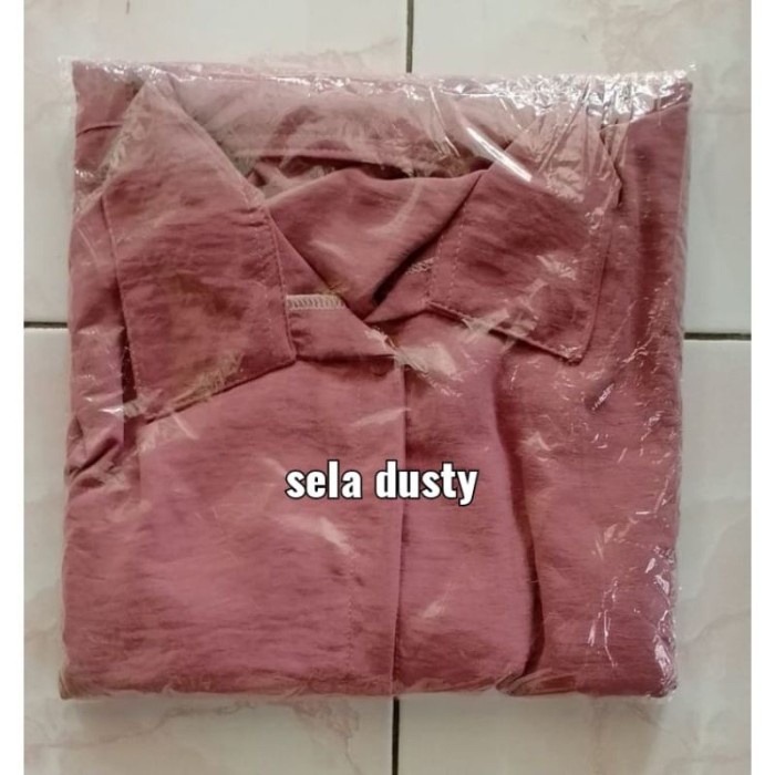 Gamis sela crinkle airflow warna hitam biru denim hijau