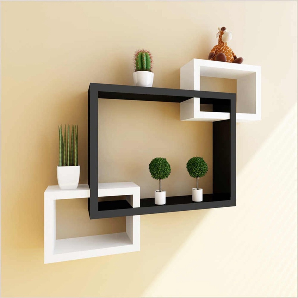 RAK DINDING TEMPEL AESTHETIC MINIMALIS, HIASAN KAYU SEGIEMPAT RAK HIASAN DINDING KOTAK GANDENG
