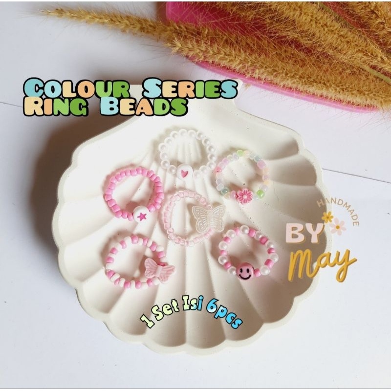 Ring Beads Set (Isi 6pcs) Cincin Manik Manik Cincin Korea Cincin Lucu