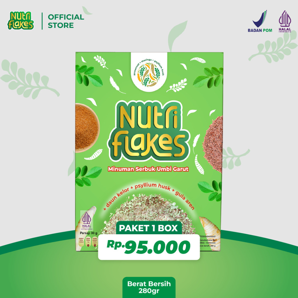 

Nutriflakes Sereal Umbi Garut Atasi Asam Lambung 1Box 280 Gram