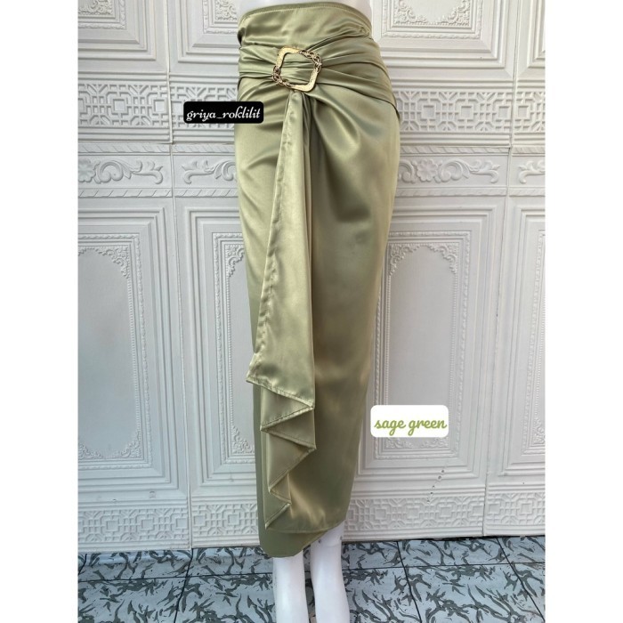 "Girya.Syo" - READY STOCK rok lilit polos kebaya/rok lilit polos - sage green