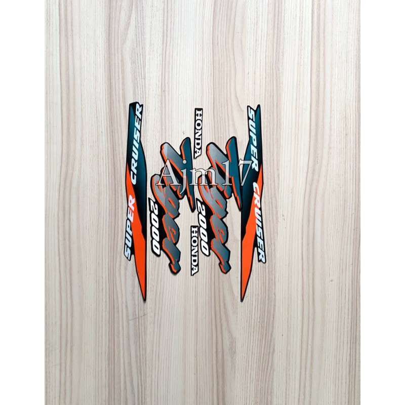 STIKER STRIPING TIGER 2000 HITAM LIS ORANGE