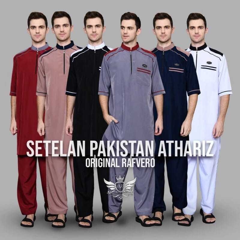 TAWAJUH - Setelan Pakistan Pria Dewasa Muslim - Baju Kurta Setelan - Koko Pakistan Setelan Lengan Pe