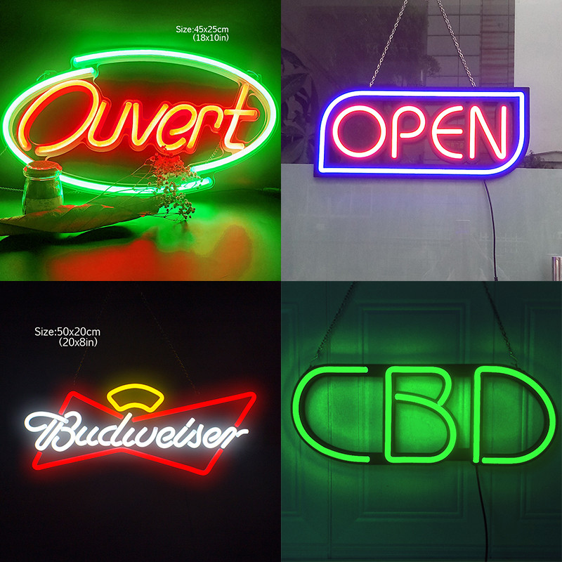 Ouvert Open Neon Sign  for Store Shop Bar Window Wall Decoration Led Neon Light Signs DC 12V Powered