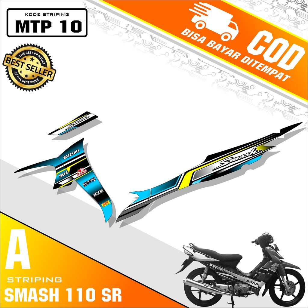 (PROMO) Sticker Striping Smash 110 SR-Stiker Variasi Lis Suzuki Smash New Semi Full Motif Racing 10