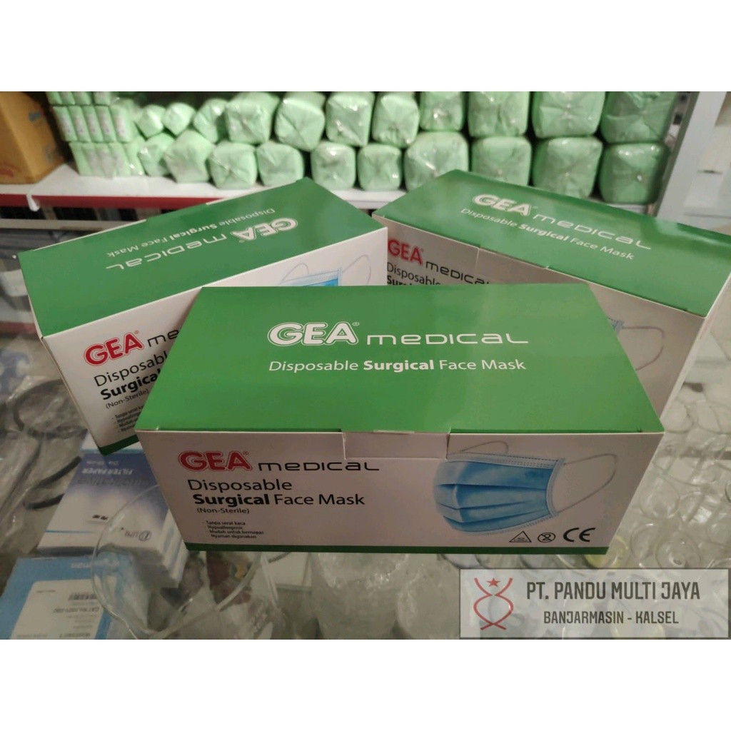 Masker Gea Medical Surgical Face Mask 3ply Ear Loop isi 50pcs
