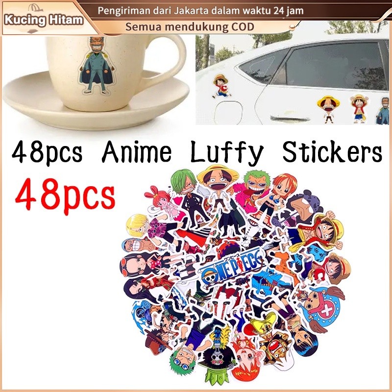 

48 pcs Anime ONE PIECE Luffy Stiker Untuk Mobil Laptop PVC Ransel Rumah Decal Pad PS4 Sepeda