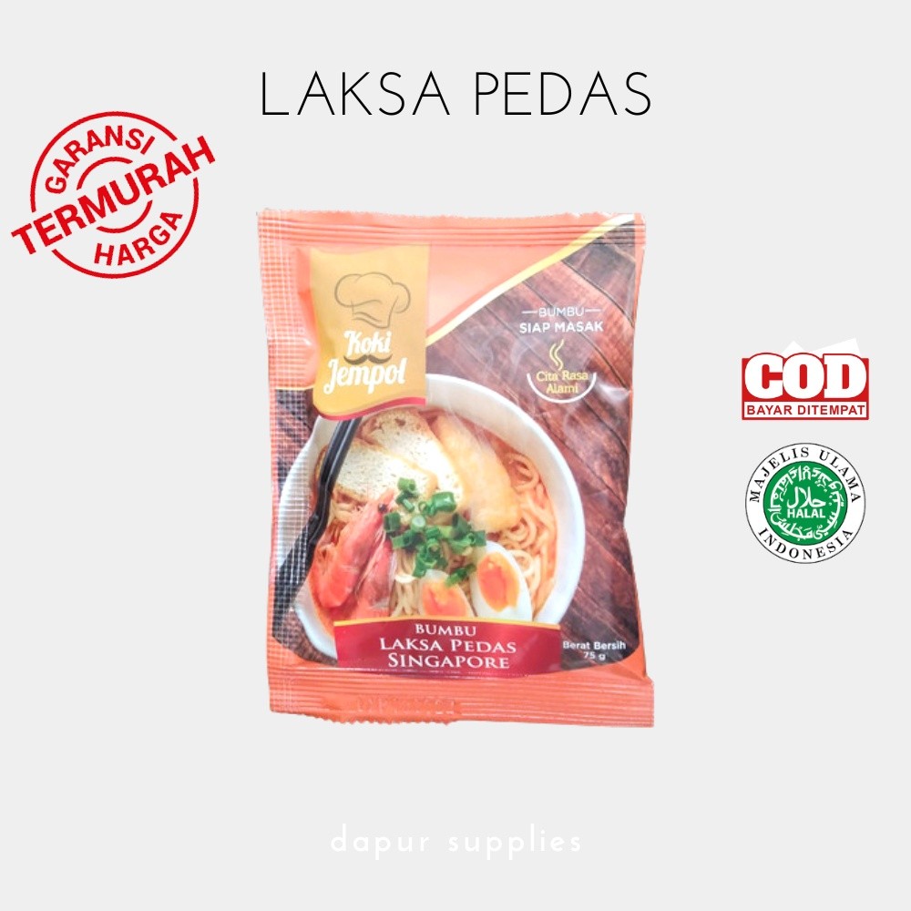 

Laksa Pedas Singapore Bumbu Masak 75gr / Bumbu Instan Laksa Pedas Singapore / Bumbu Siap Masak Koki Jempol