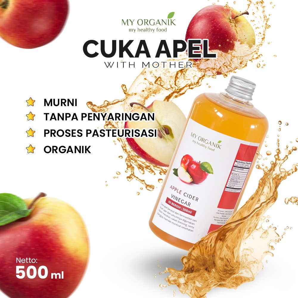 

My Organik Cuka Apel Original Organik 500ML Apple Cider Vinega With Mother Cuka Sari Apel