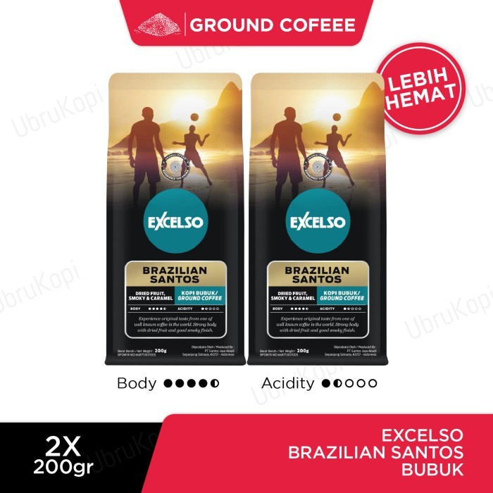 

READY STOCK!!! Excelso Kopi Bubuk Brazilian Santos 200g Twin Pack