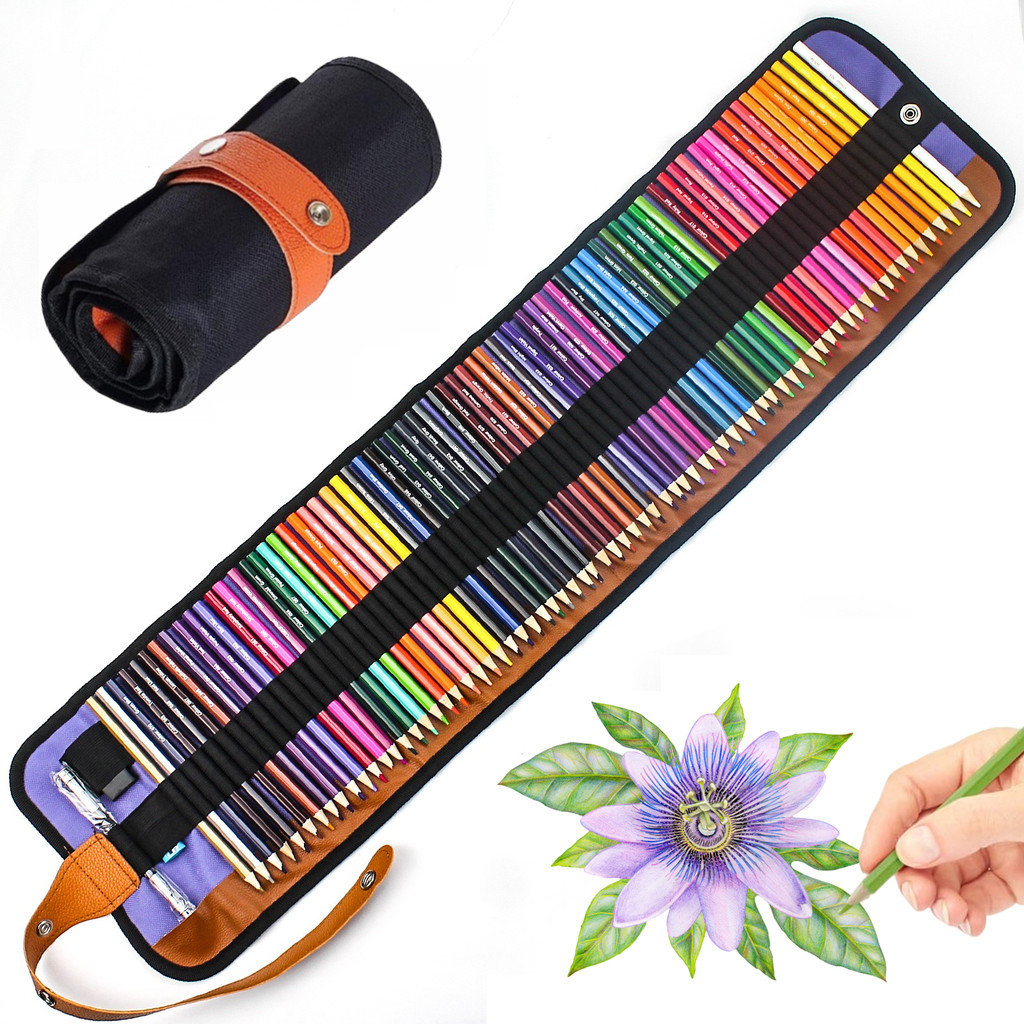 

50/72-Piece Colored Pencil Set with Canvas Roll-Up Case - Perfect for Student Adult Coloring, Drawing, Sketching, and Crafting