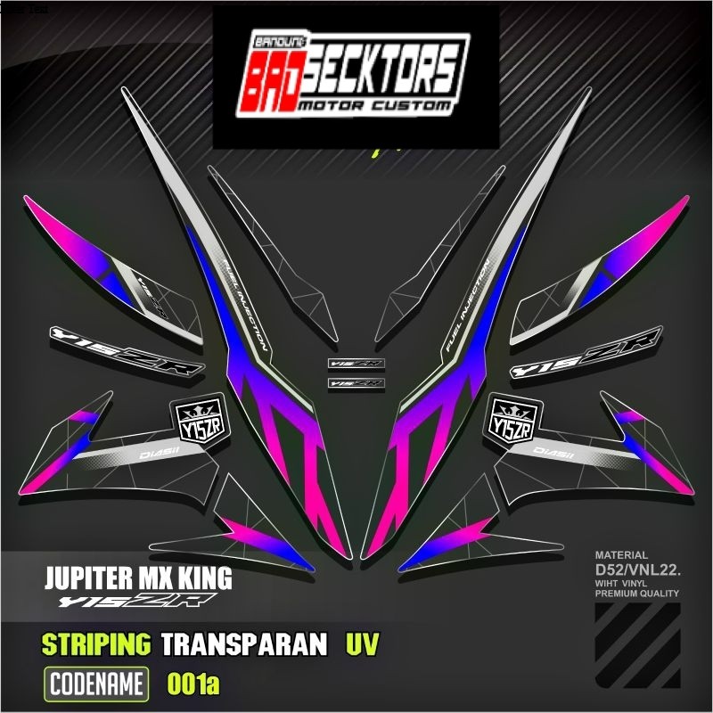 Decal Sticker Striping Variasi Transparan Uv Mx King 150 Yamaha Jupiter Mx King 150 Y15ZR Y16ZR SNIP