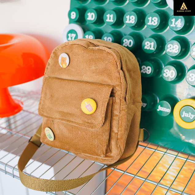Himeku YOMI MINI Corduroy Backpack - Tas Kecil - Tas Hangout - Ransel Corduroy Wanita