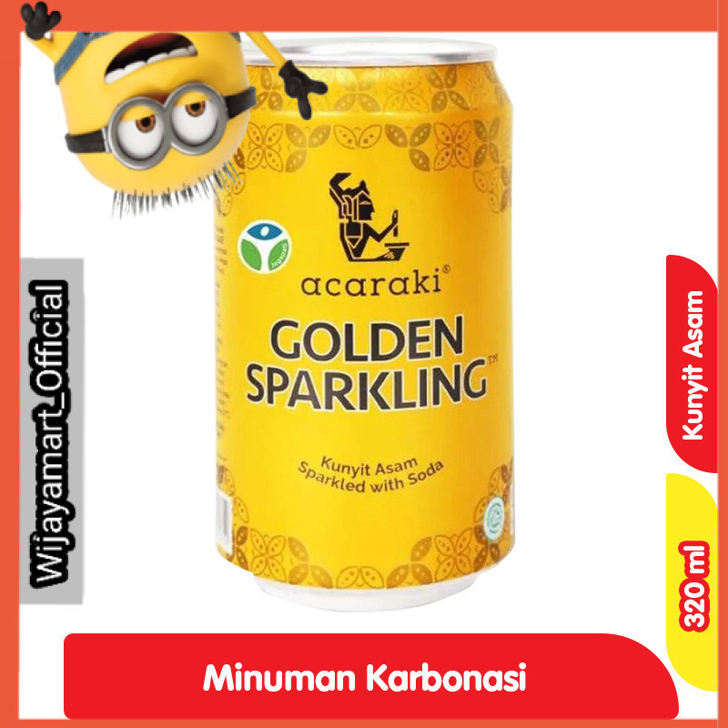 

acaraki Golden Sparkling Kunyit Asam Minuman Soda Kaleng 320 ml