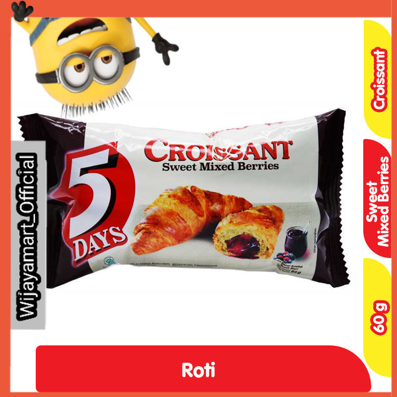 

5Days Roti Croissant Isi Selai Mixed Berries 60 g