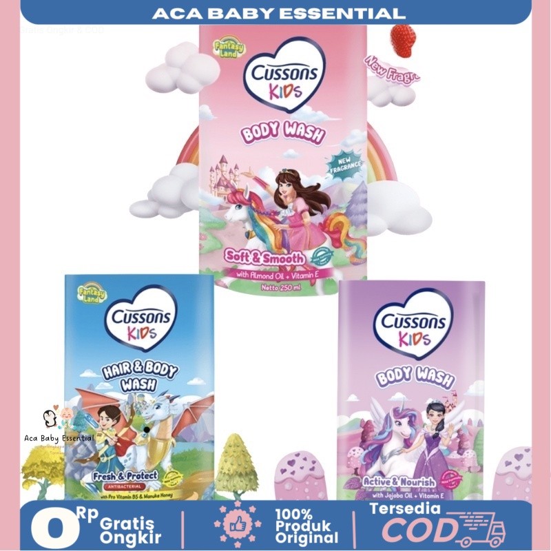 Cussons Kids Shampoo / Body Wash Botol Refill / Hair & Body Cologne Aca Baby Essential
