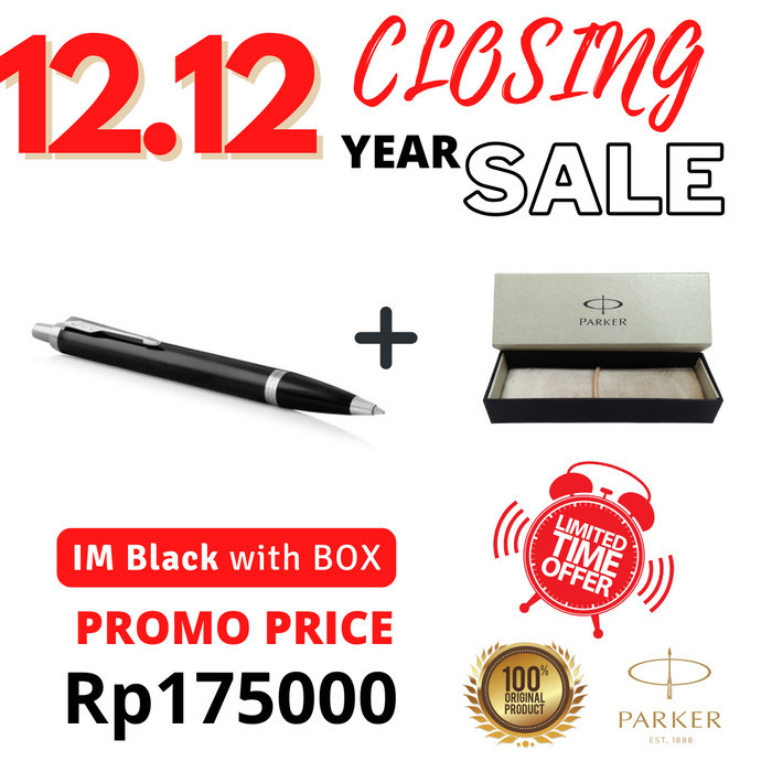 

PRODUK TERMURAH Parker IM Black Chrome Retractable Ballpoint with Chrome Trim - "ORI" - dengan kotak