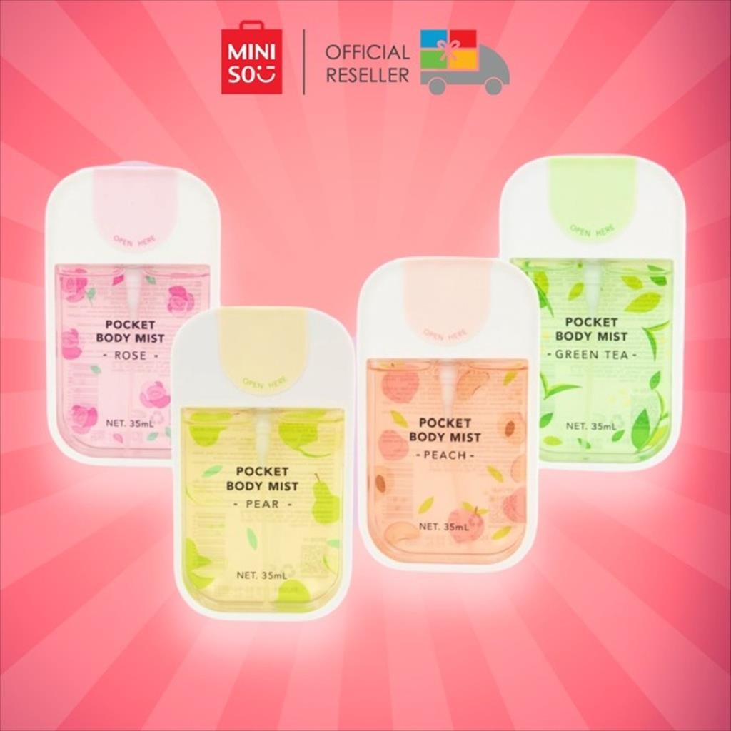 Miniso Pocket Body Mist 35ml / Green Tea / Pear / Peach / Rose