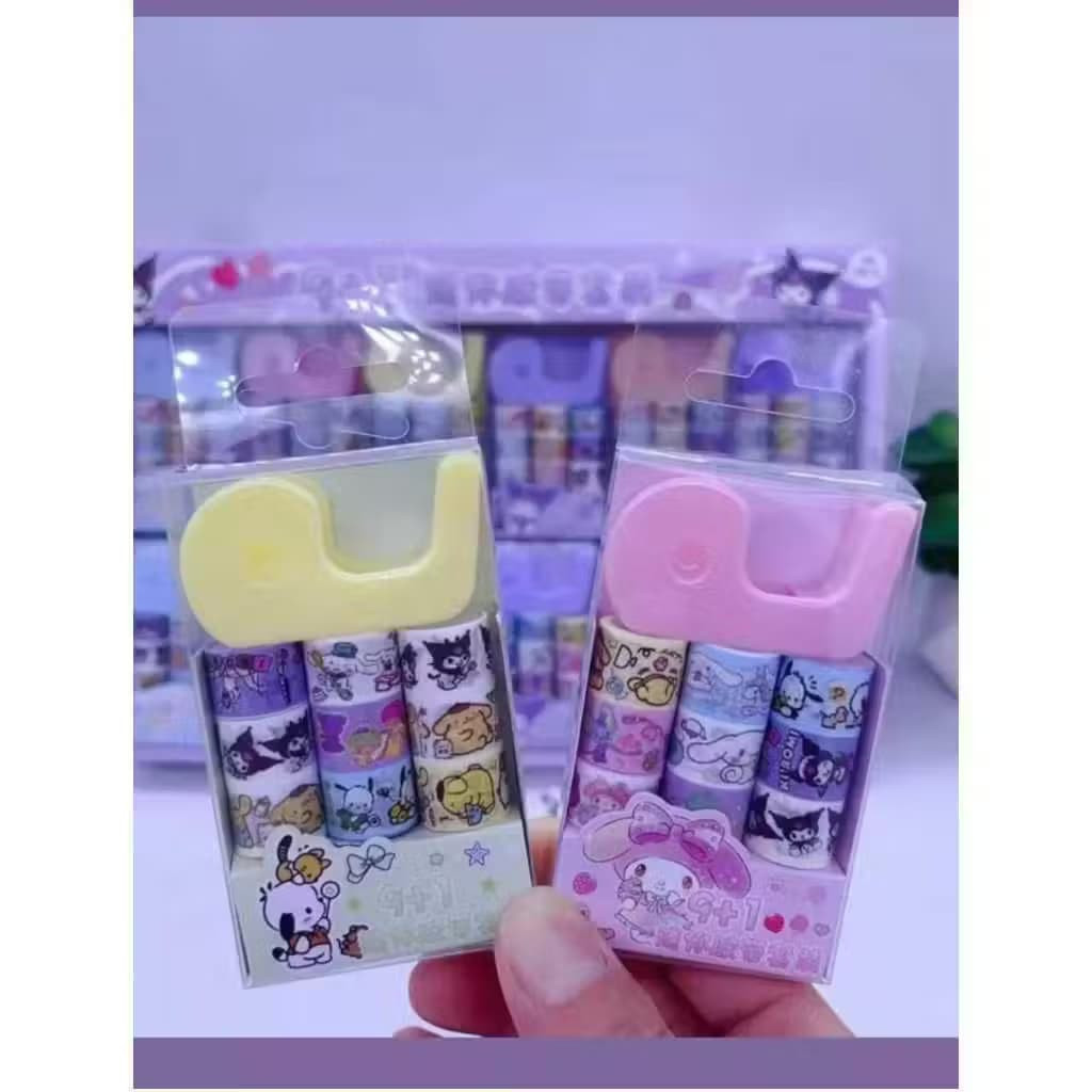 

9IN1 Tape Roll Selotip Kuromi Sanrio + Alat Dispenser