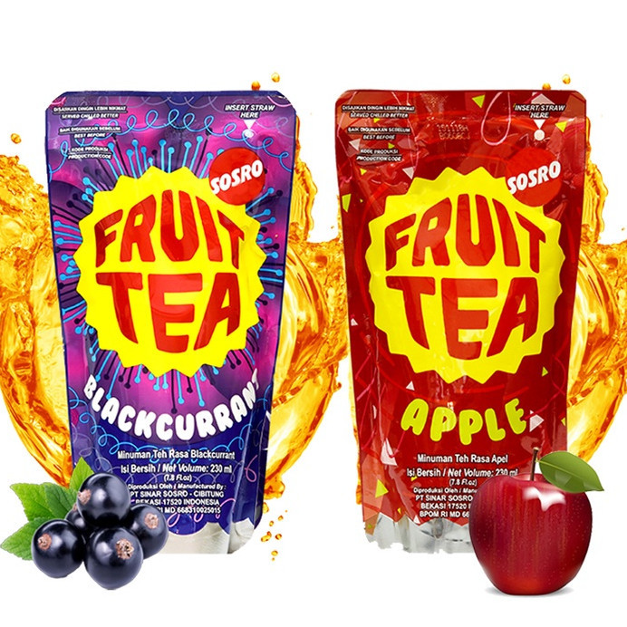 

SOSRO FRUIT TEA POUCH 230ml APPLE BLACKCURRANT MINUMAN TEH RASA APEL BLACKCURANT MINUM RINGAN CEMILAN ANAK PARSEL HAMPERS PARCEL GROSIR MURAH