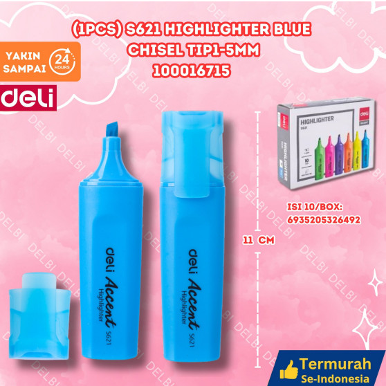 

DELI Stabilo/Highlighter S621 (1PCS) S621 Highlighter BLUE Chisel tip1-5mm DELI PENANDA STABILO PEWARNA KERTAS