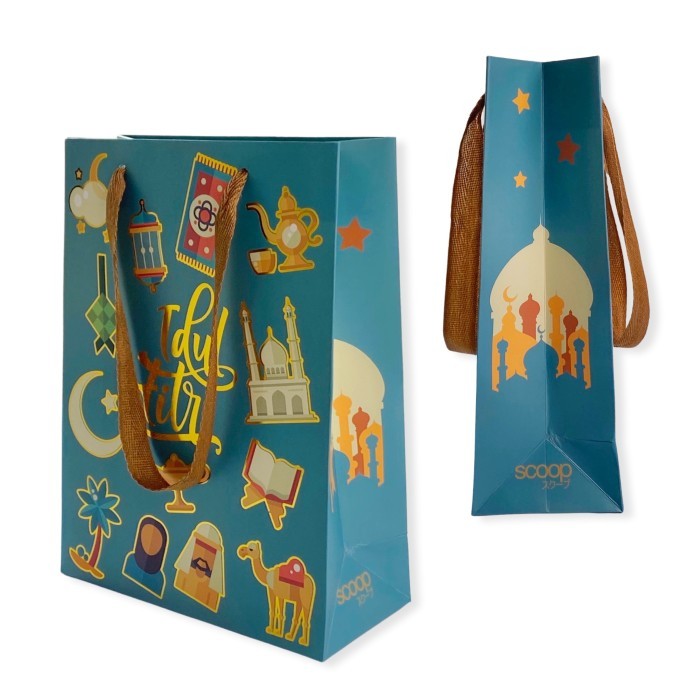 

Scoop Kantong Kertas Lebaran / Ramadhan Paper Bag Premium Gold 18x24x8 - 01