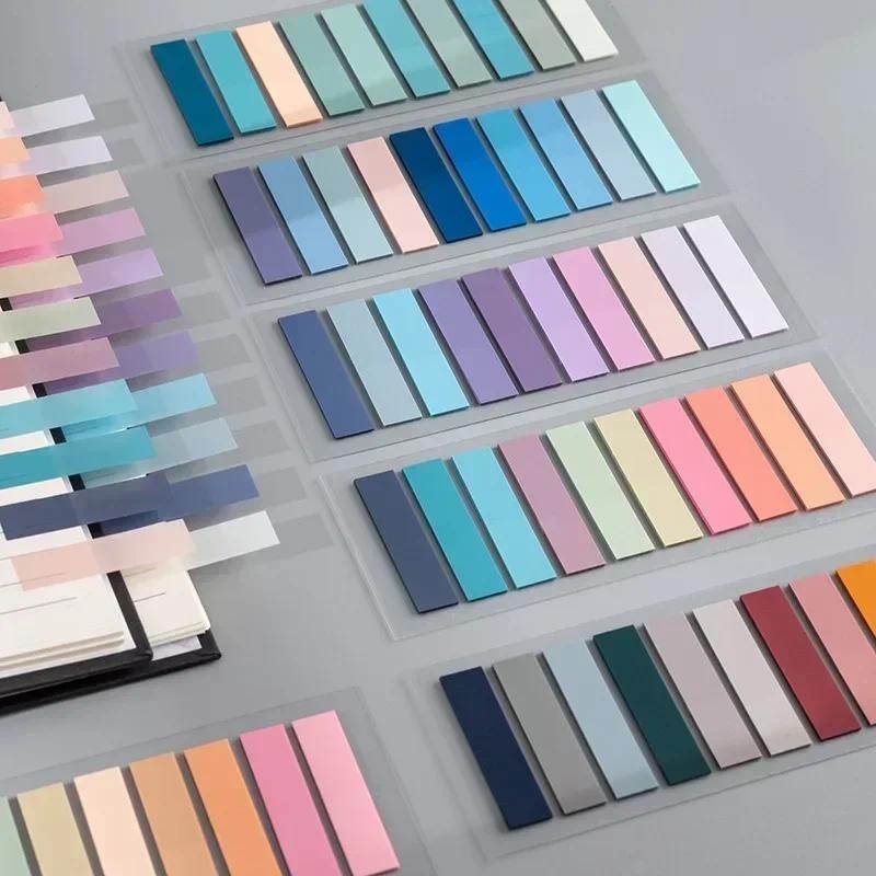 

200 Sheets Morandi Transparent Fluorescent Index Tabs PET Flags Memo Sticky Note for Page Marker Planner Stickers Office School