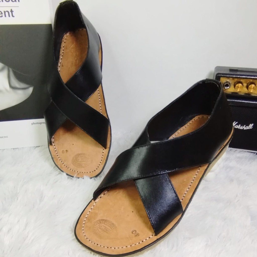 Sandal Sepatu Bestong Premium Kulit Asli Pria Kasual Karet