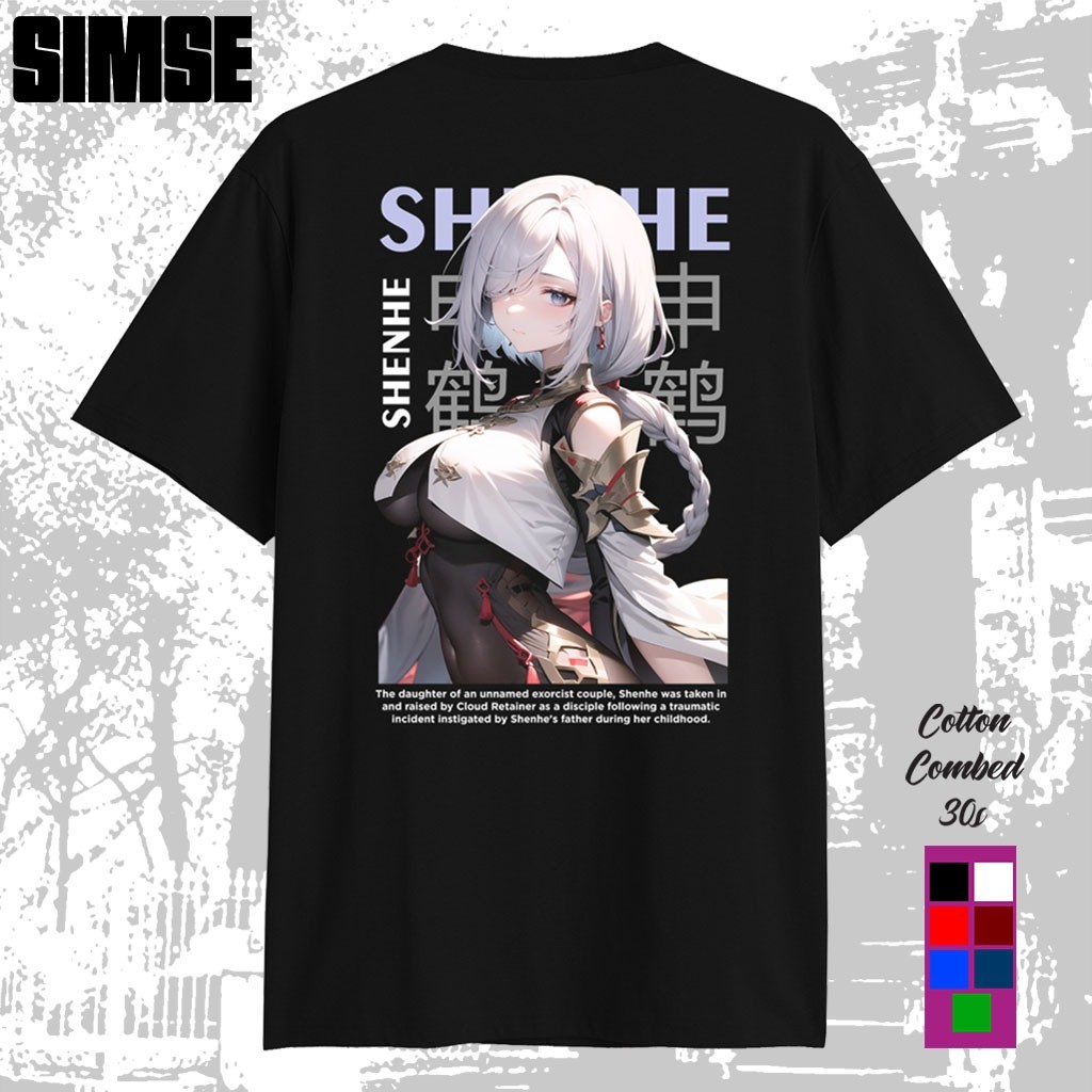 Baju Kaos Pria Dewasa Sablon DTF SHENHE GENSHIN IMPACT Kaos Anime Jepang Game Genshin Impact