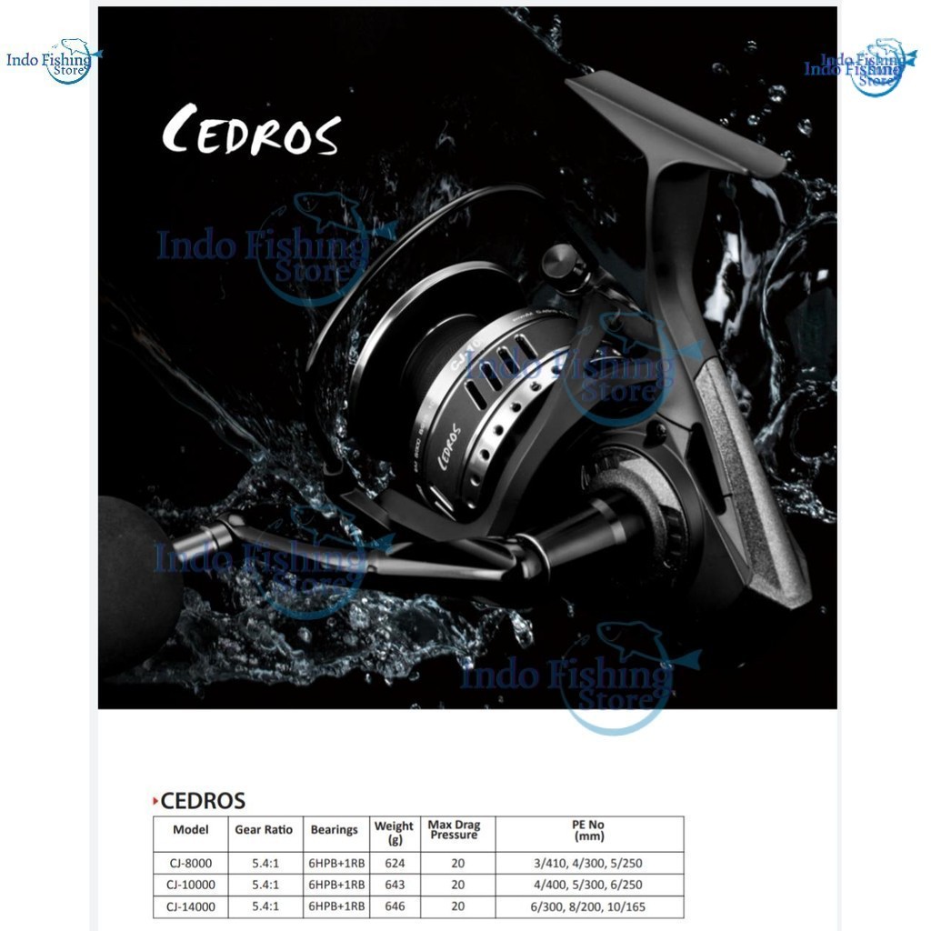 Reel Okuma Cedros Power Handle Salt Water Ukuran 4000H,  6000H, 8000, 10000, 14000