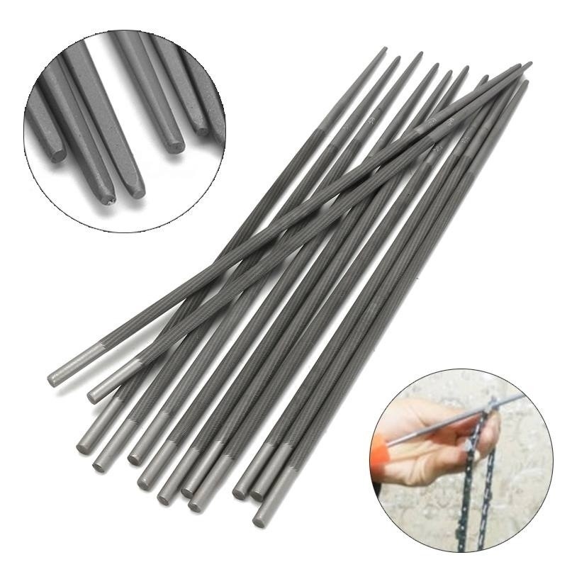 

12 Pcs Chainsaw Round Files 4.0mm/4.8mm/5.2mm/5.5mm 5/32" 3/16" 13/64" 7/32" for Sharpening Chain Saw Sharpener Usually 25cm Len