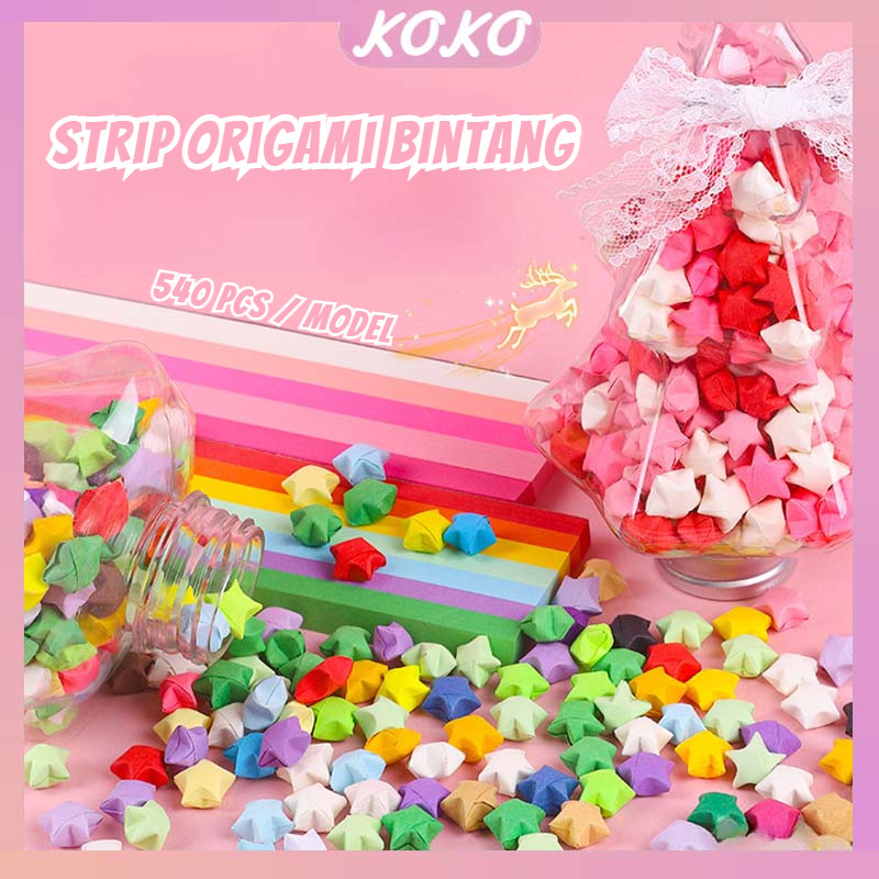 

540pcs Lucky Star Kertas/Origami Bintang/Kerajinan Tangan Origami/ Kertas Strip Quilling Paper Gradient Color/lucky Star Craft Handmade