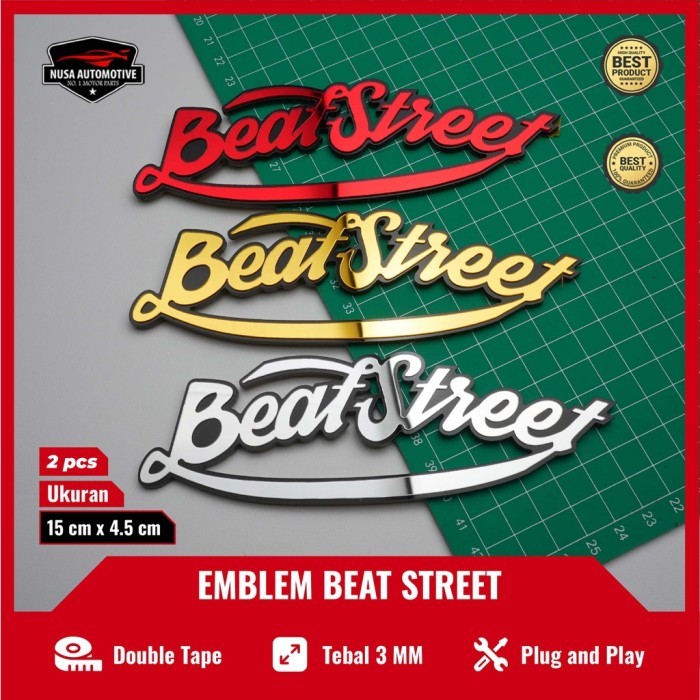 2PCS EMBLEM BEAT STREET STIKER BEAT STREET EMBLEM MOTOR STICKER 3D - Gold