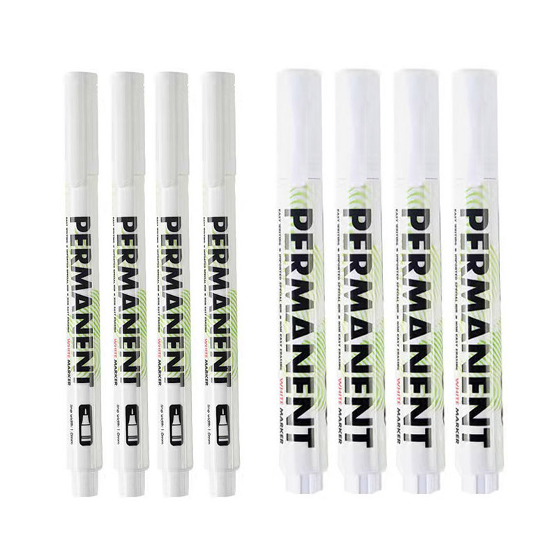 

8/6/5pcs 3.0/1.0mm White Marker Pen Waterproof Graffiti Paint Oil Permanent Waterproof Marker Glass Leather Logistics Car Tire