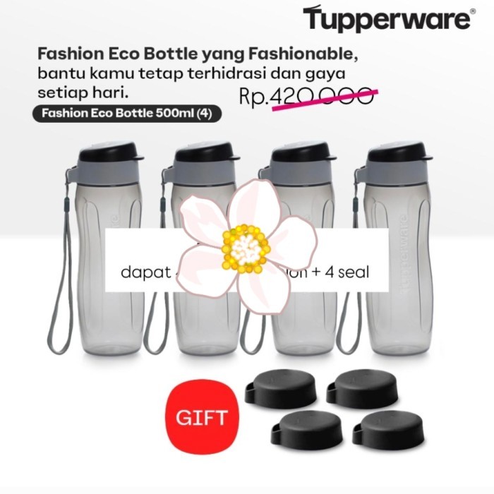 eco fashion 500ml HITAM bottle tupperware - Tanpa BOnus