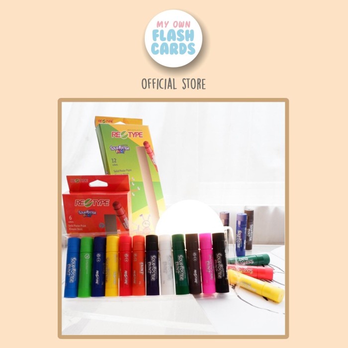 

[New] Retype 12pcs solid poster paint crayon Oil Based Aman Anak Kids safe