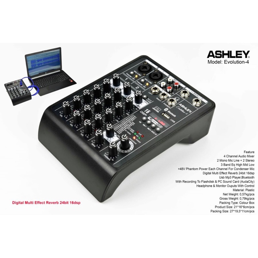 mixer ashley Evolution 4 ( 4 channel ) bluetooth usb pc,16 dsp