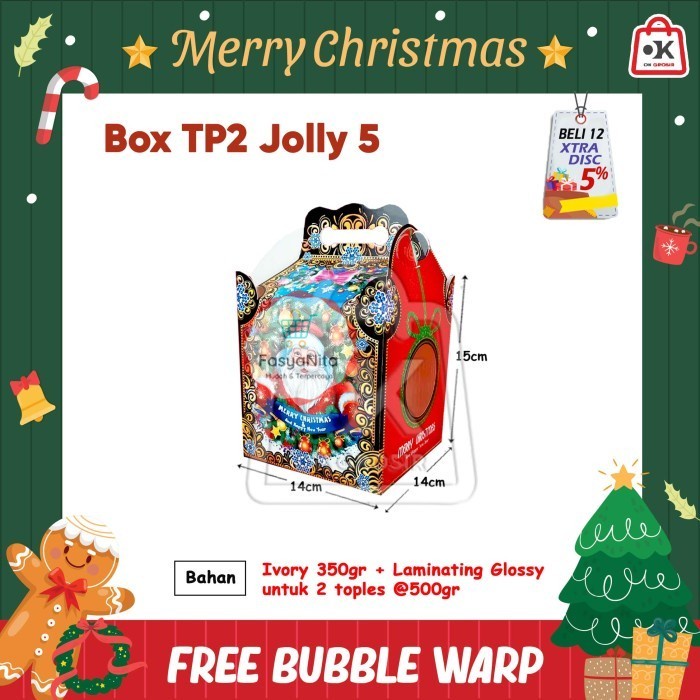 

Box Kue Natal TP2 JOLLY-5 untuk 2 Toples 500gr / Kado Natal (1 pcs) - FasyAnita Mart Denpasar