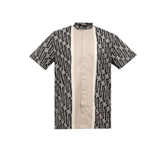 best -MANZONE Kemeja Batik Koko Pria Lengan Pendek Modern Fit Lasmana-Black - S