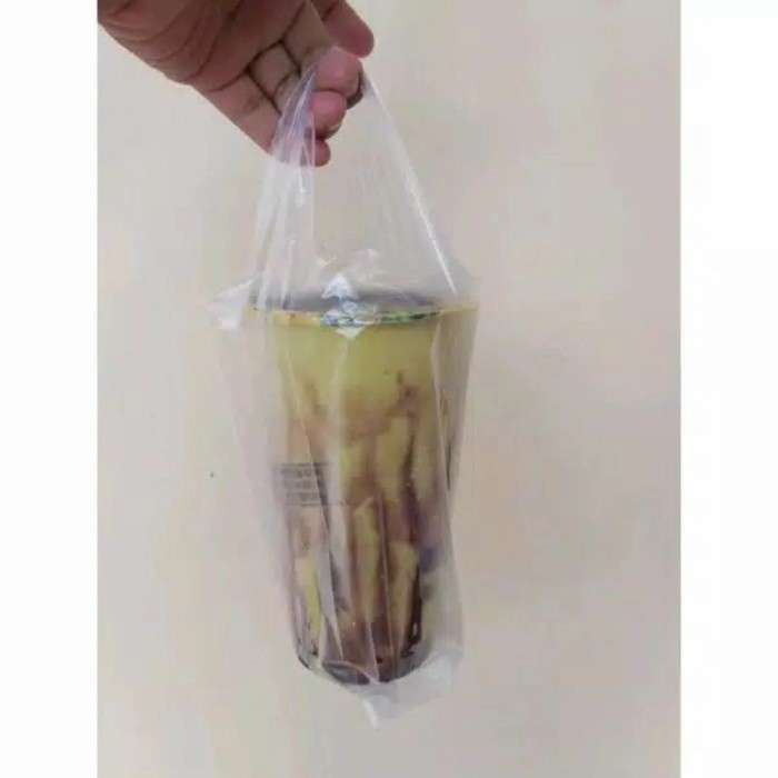HD Kantong 1 Cup & 2 Cup Bening / Kantong Plastik Juice Gelas Pop Ice - kantong 2 gelas