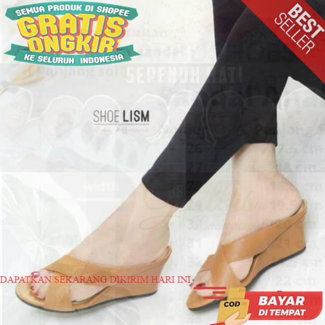 Sepatu Import Sendal  Casual Af 35 hak sampan silang  terbaru Wanita   Korea Kondangan