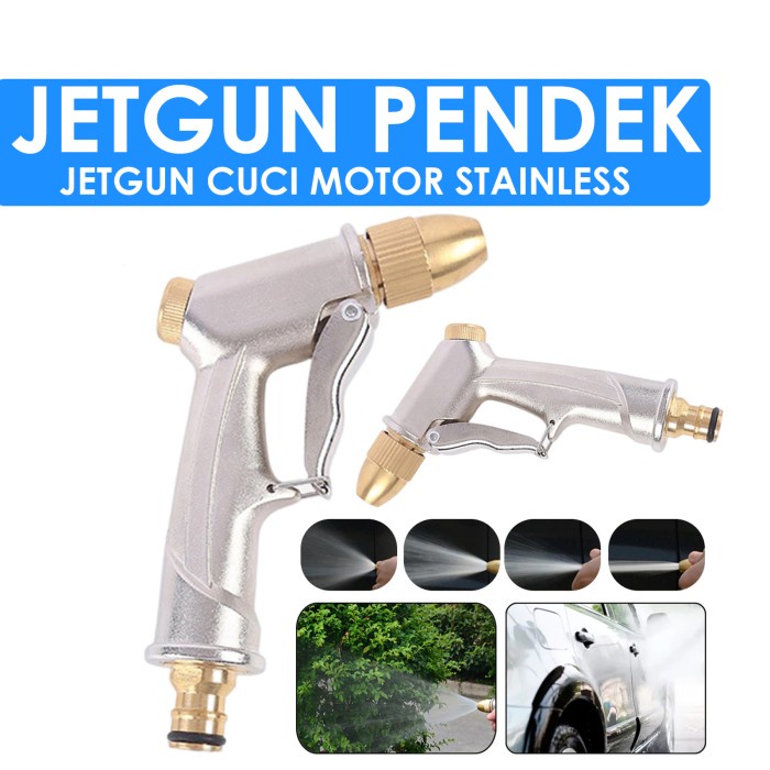 Water Jet Gun pendek untuk cuci motor / mobil - Stainless