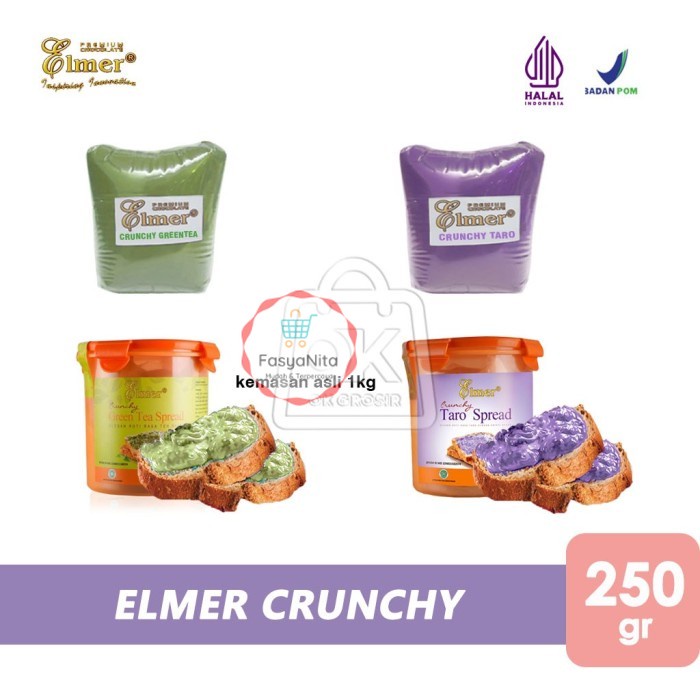 

Selai Elmer Cruncy Filling Spread / Olesan Isian Roti (250 gr) - Crunchy Taro - FasyAnita Mart Denpasar