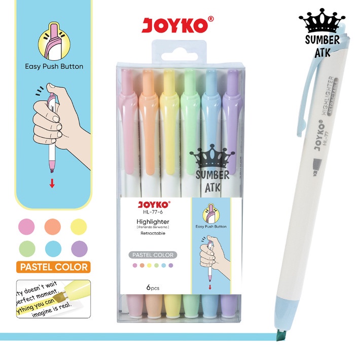 

[Terbaru] Penanda Berwarna Highlighter Joyko HL-77-6 Warna Pastel Color