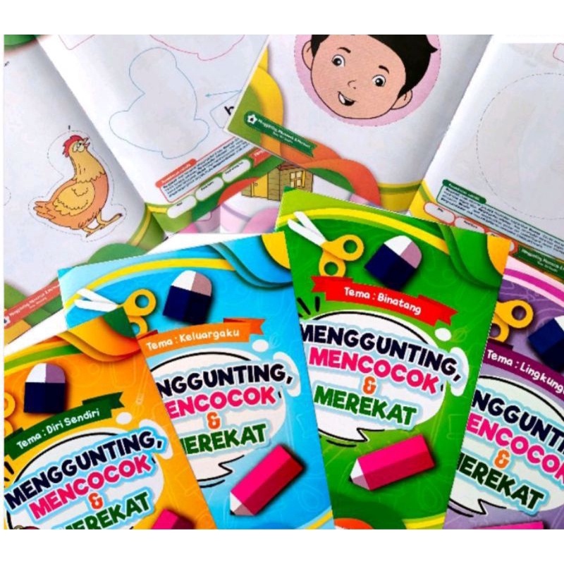 

HOUSE&HOME - Buku Kreatif Anak Menggunting Mencocokkan Merekat warna Ukuran Besar Kreatifitas Kreativitas